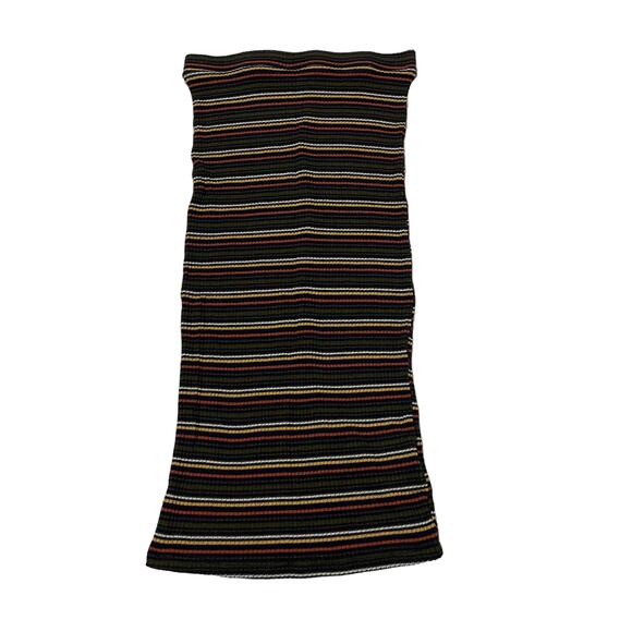 Altar’d State Bodycon Striped Ribbed Midi Skirt - Black Multi - Small - Picture 1 of 9